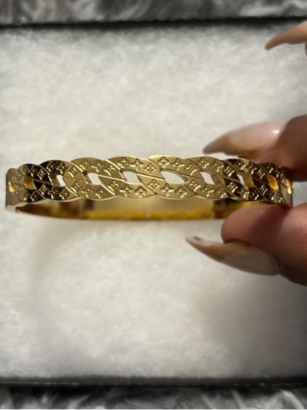 LV Gold-Tone Braided Bangle Bracelet